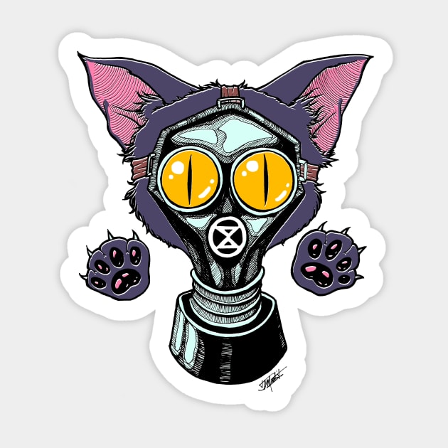 Gas Mask Kitty Sticker by Indi Martin